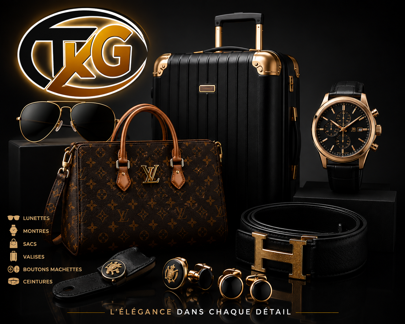 Lunettes, montre, sac et ceinture de luxe — TOUBA KHELCOM GROUP Dakar