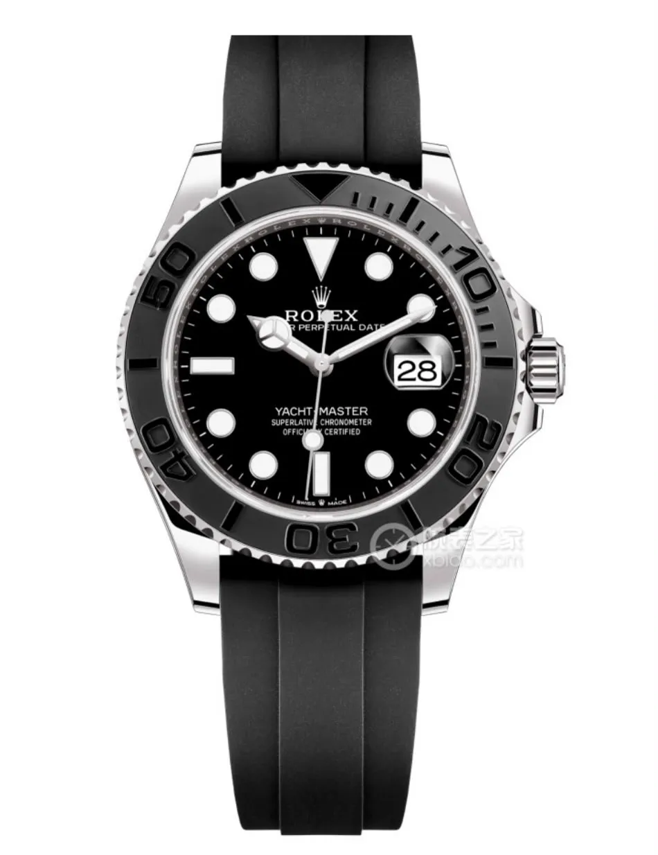 Montre Rolex Yacht-Master cadran noir avec bracelet Oysterflex noir