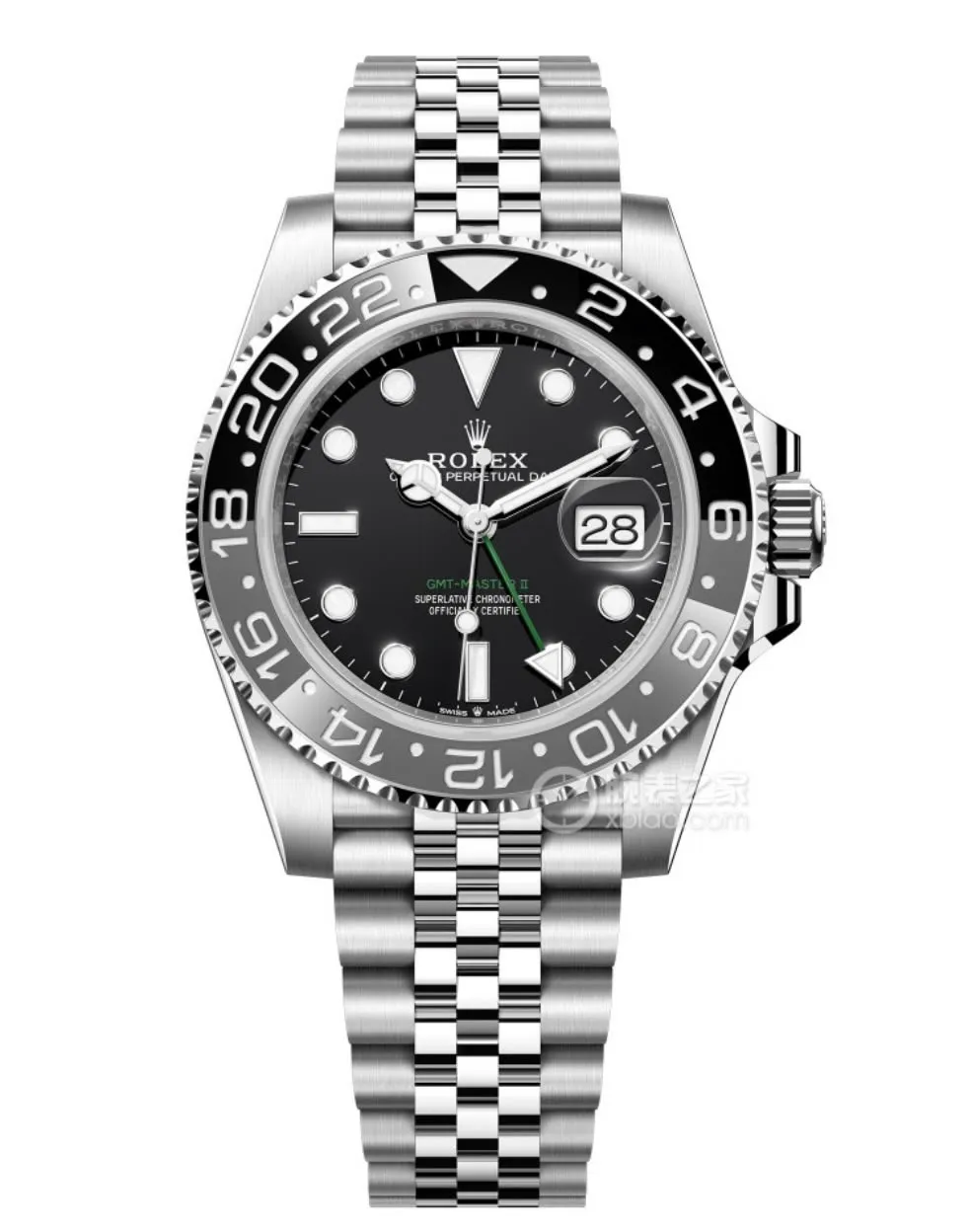 Montre Rolex GMT-Master II acier avec bracelet Jubilé et lunette noir et gris