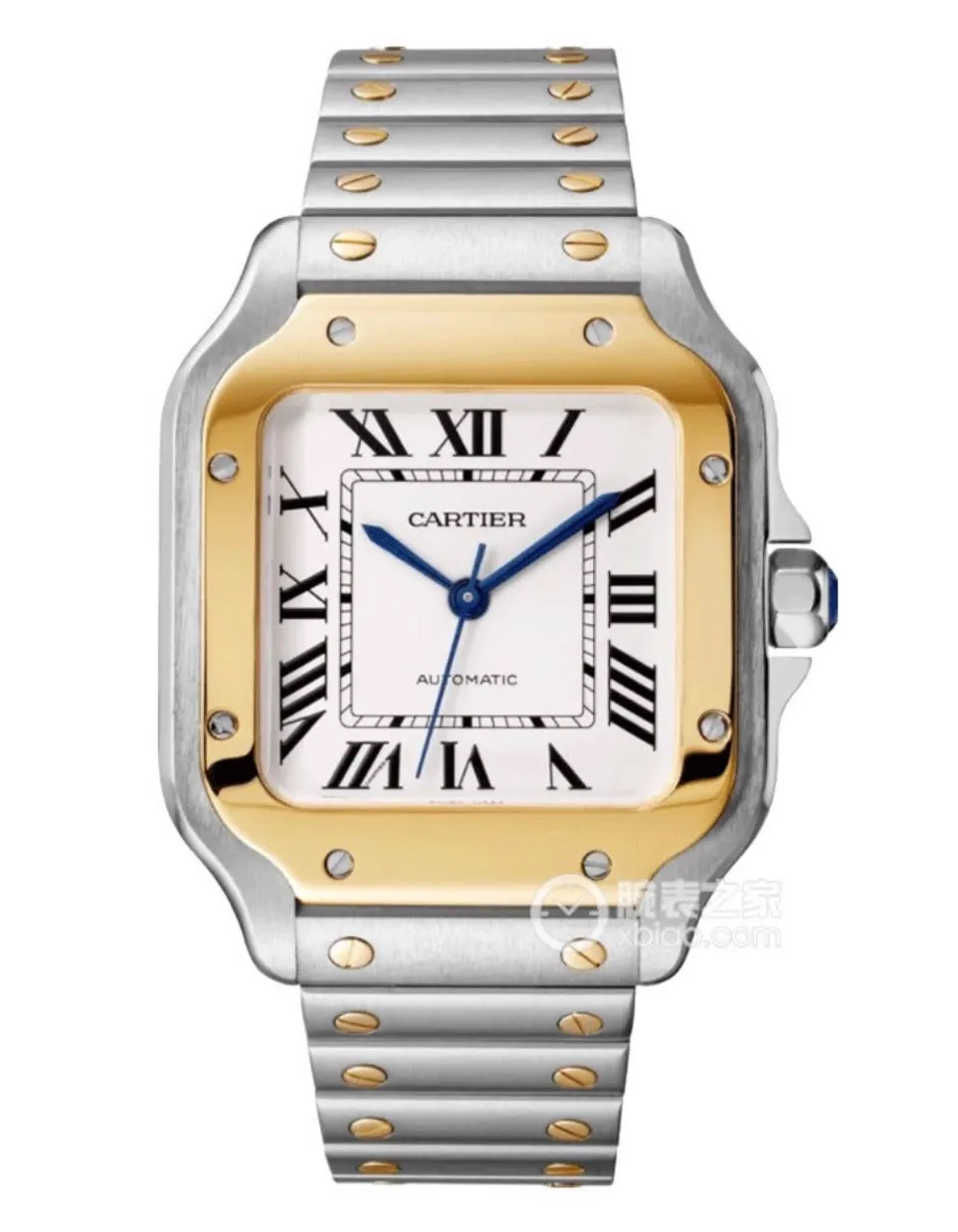 Montre Cartier Santos acier et or jaune, cadran argenté chiffres romains