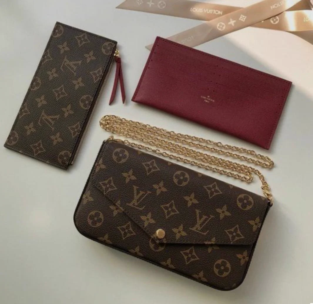 Pochette Félicie Louis Vuitton en toile Monogram avec chaîne dorée et inserts