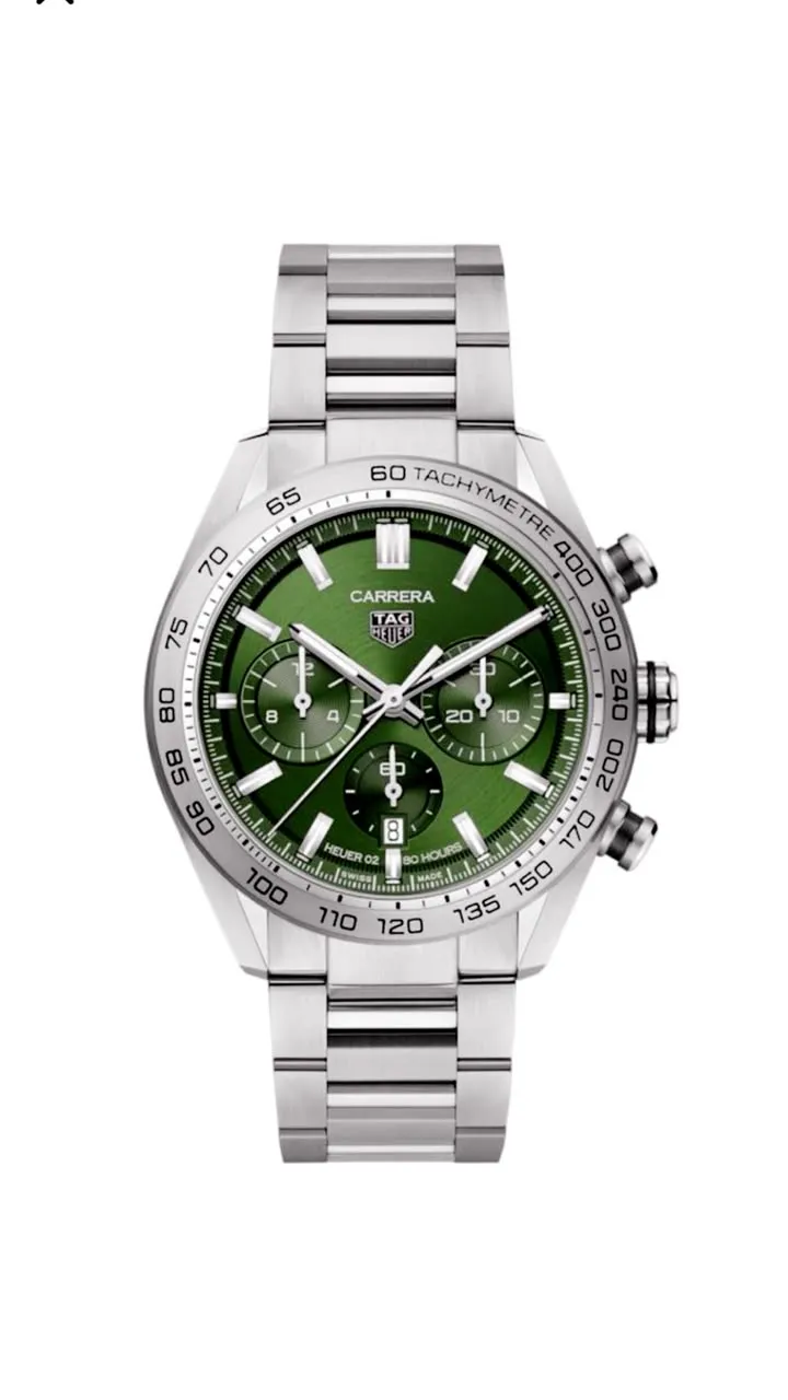 Montre TAG Heuer Carrera chronographe cadran vert et bracelet acier